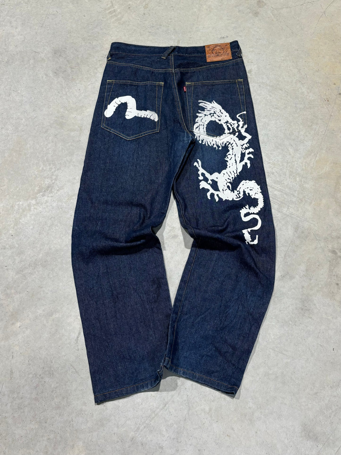 (34) Bootleg Evisu Dragon Jeans